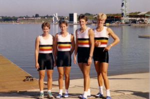 1988 - Olympische Spelen - 4xW - Annelies, Lucia en Ann Haesebroek (zij roeide toen bij BTR)